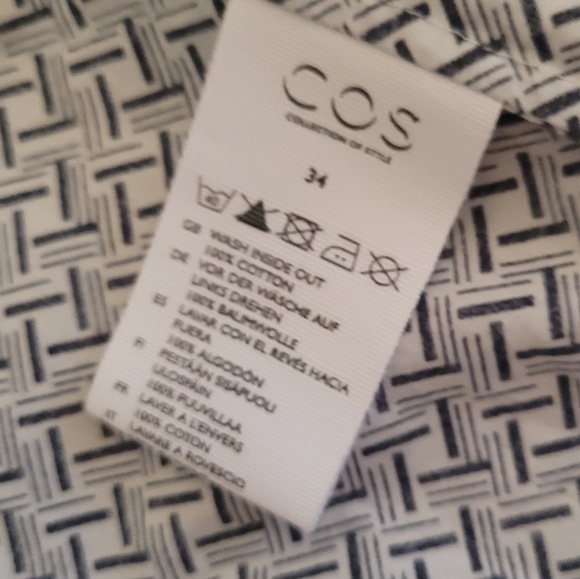 COS - Black & White High Collar Wrap Blouse - Picture 6 of 6